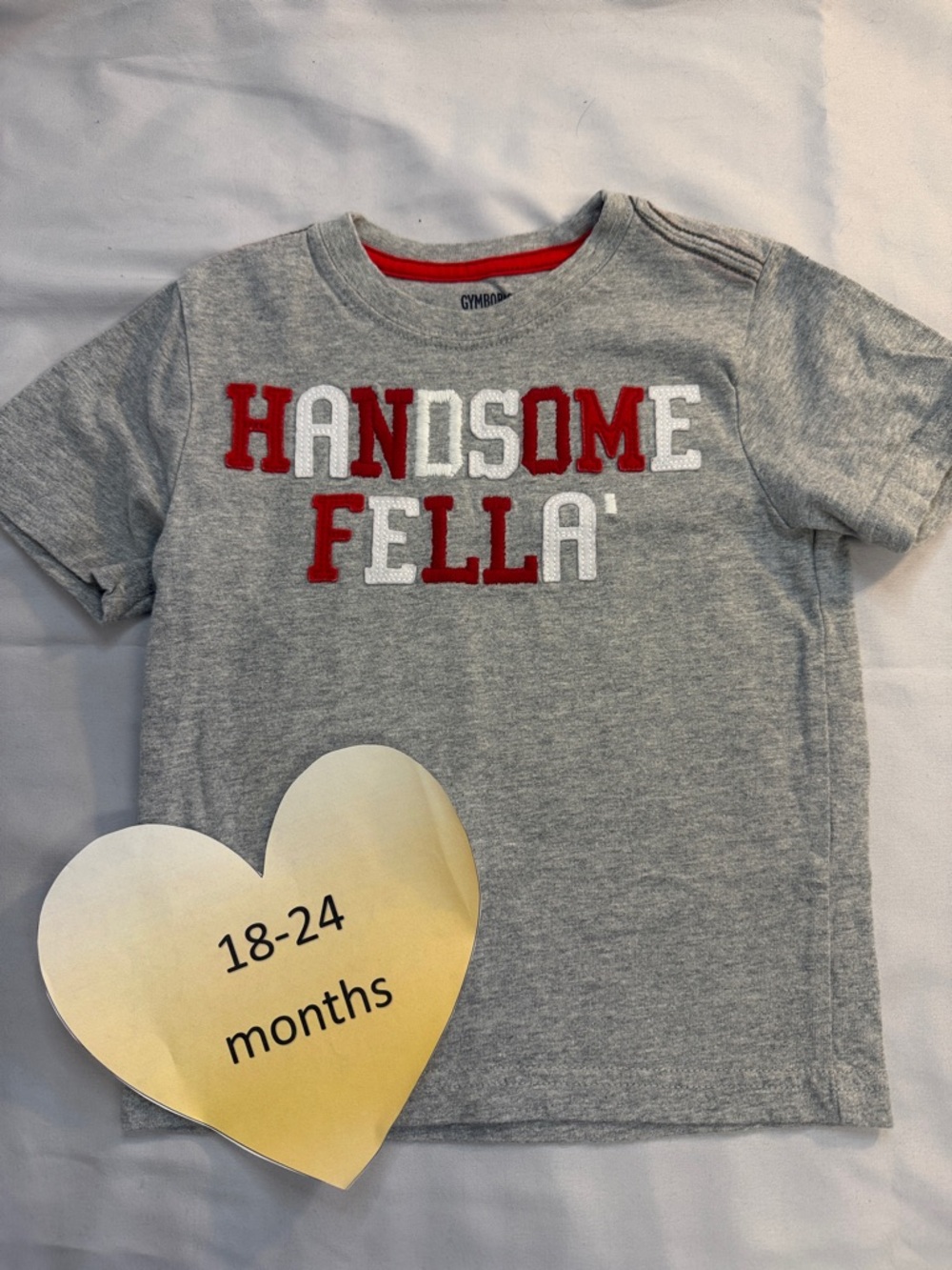 Gymboree - 18-24M - Grey T-Shirt with Red and White Text